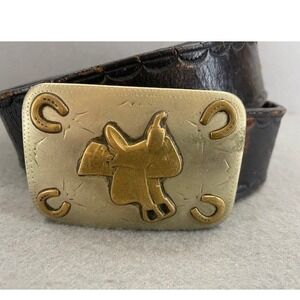 Vintage Renalde Solid Nickel Western Saddle Horse Belt Buckle Denver CO